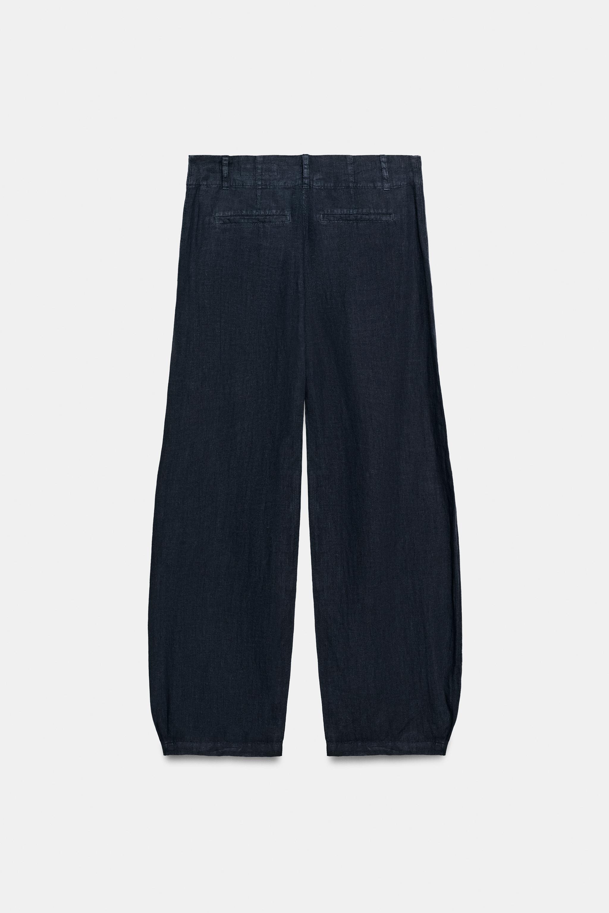 100% LINEN BARREL TROUSERS ZW COLLECTION